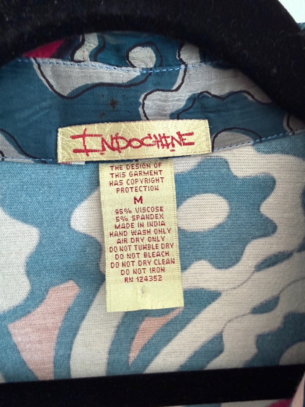 Bold Pink & Blue Patterned Button-Up Top - Picture 2 of 3